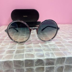 BN Tom Ford Ava 57mm Round Sunglasses In Silver